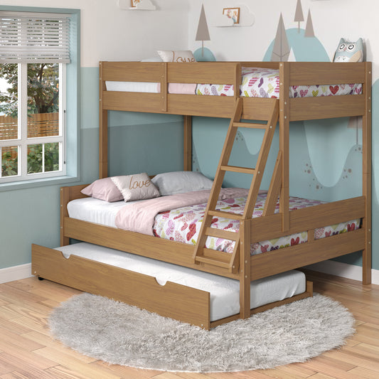 Low Board Panel Twin Over Full Bunkbed with Twin Trundle