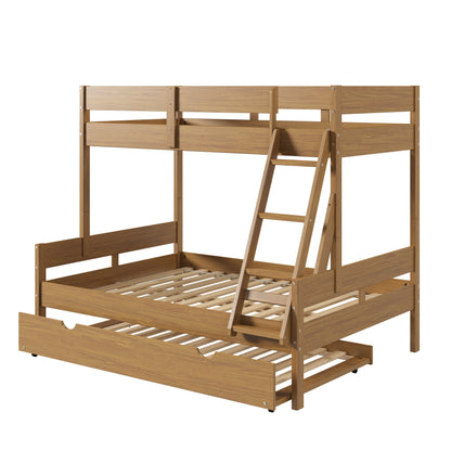 Low Board Panel Twin Over Full Bunkbed with Twin Trundle