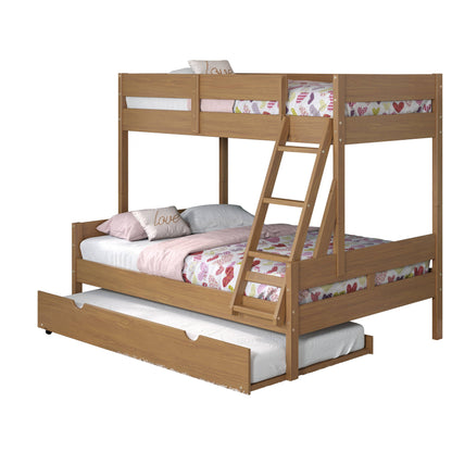 Low Board Panel Twin Over Full Bunkbed with Twin Trundle
