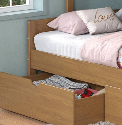 Low Board Panel Twin over Full Bunkbed with Dual Underbed Drawers