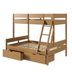 Low Board Panel Twin over Full Bunkbed with Dual Underbed Drawers