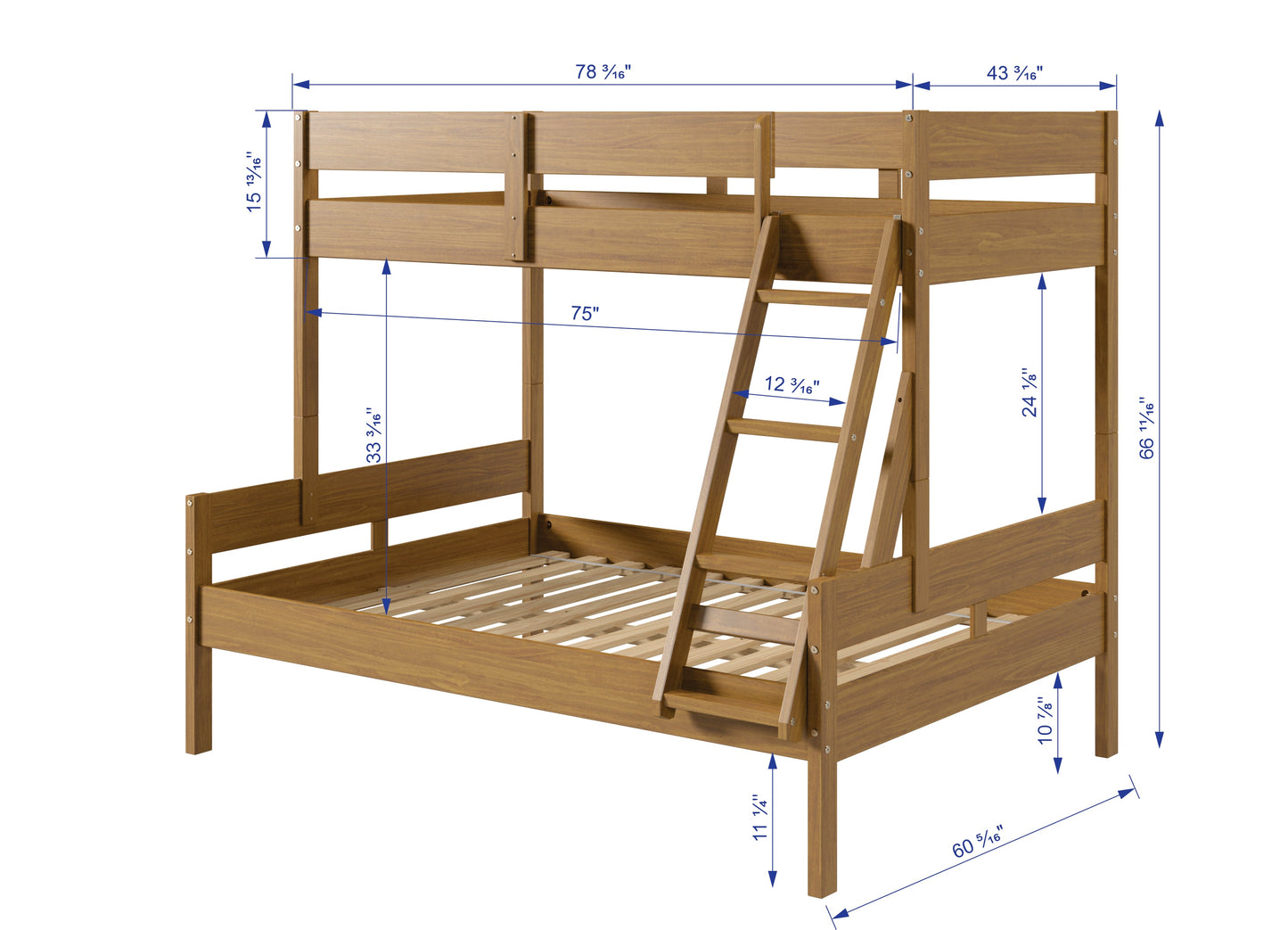 Low Board Panel Twin over Full Bunkbed