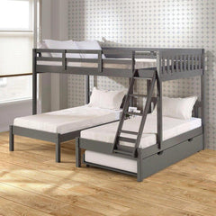 Treble Mission Full over Two Twin Bunkbed with Twin Trundle