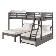 Treble Mission Full over Two Twin Bunkbed with Twin Trundle
