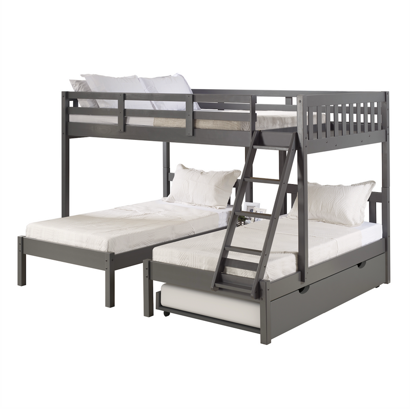 Treble Mission Full over Two Twin Bunkbed with Twin Trundle
