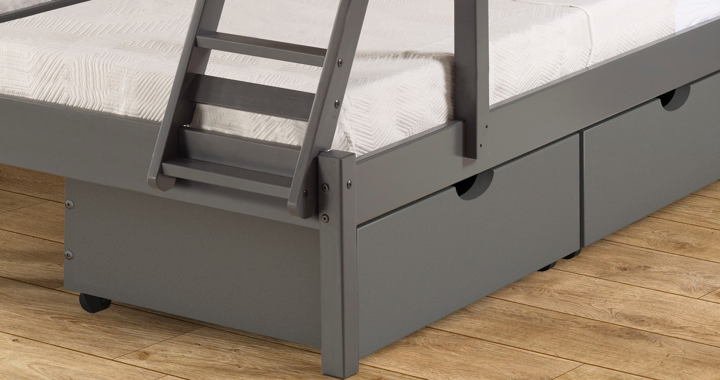 Treble Mission Full over Two Twin Bunkbed with Dual Underbed Drawers