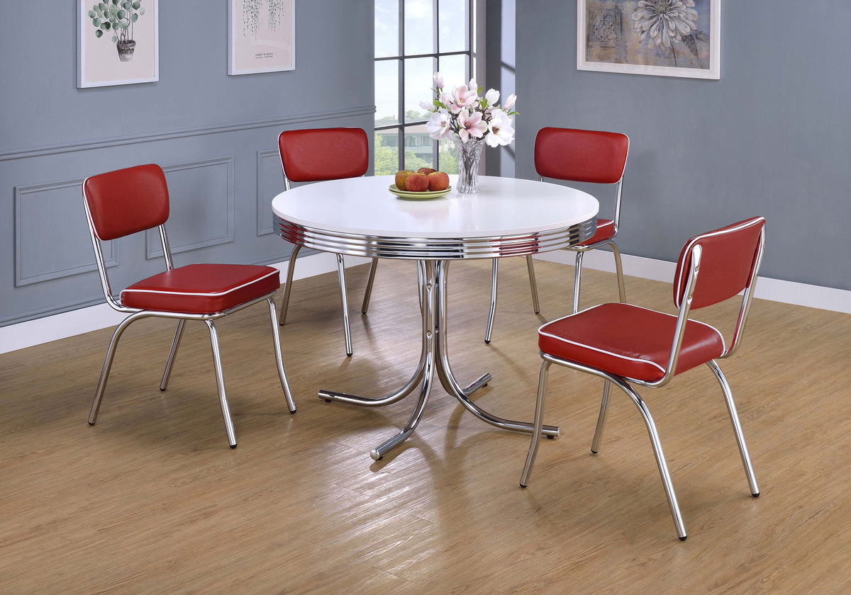 Retro Oval Dining Table Set White and Black
