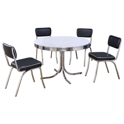 Retro Oval Dining Table Set White and Black