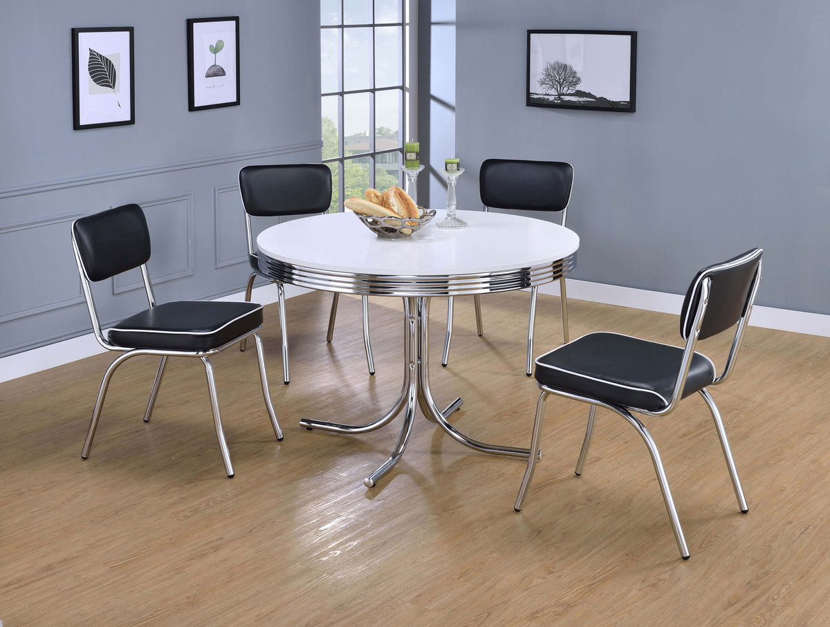 Retro Oval Dining Table Set White and Black