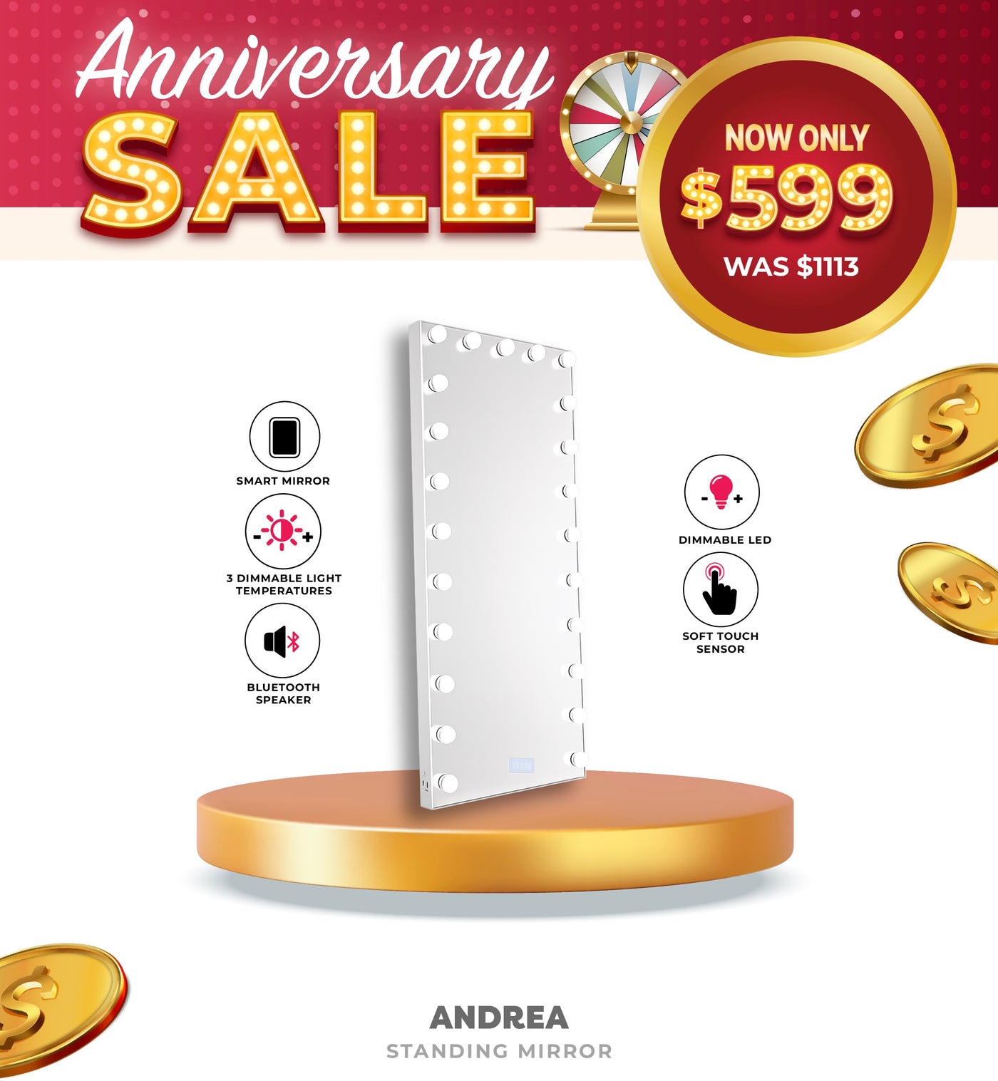 Andrea Standing Floor Mirror