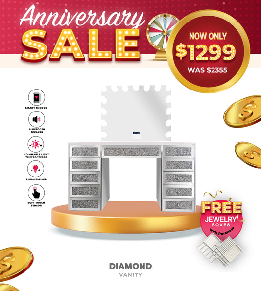 Diamond Mirror Glass Vanity Kit + Free Jewelry Insert
