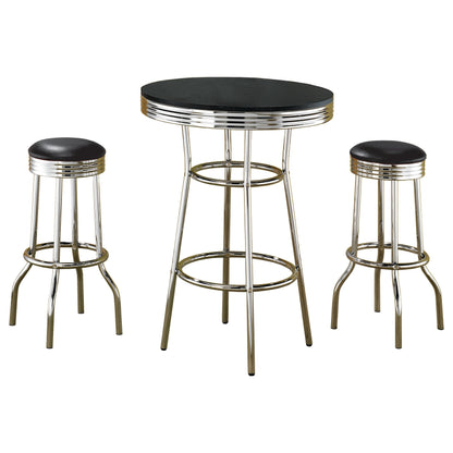 Retro Round 1950s Bistro Pub Bar Table Set Black