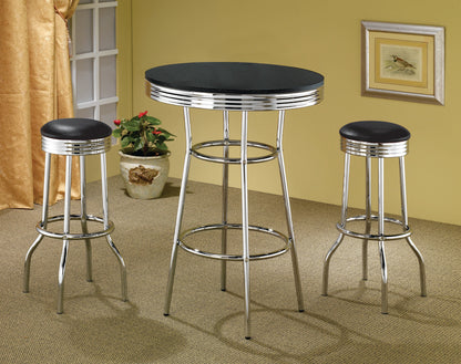 Retro Round 1950s Bistro Pub Bar Table Set Black