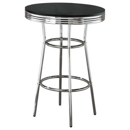 Retro Round 1950s Bistro Pub Bar Table Set Black