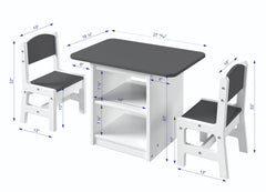 Art & Play Black & Chalkboard Table with Two Chairs Set