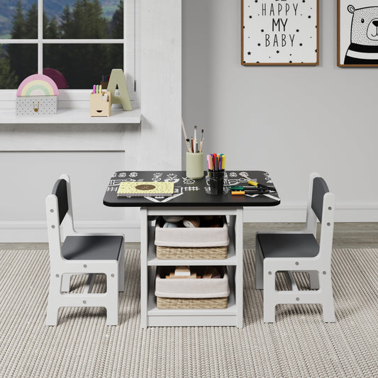Art & Play Black & Chalkboard Table with Two Chairs Set