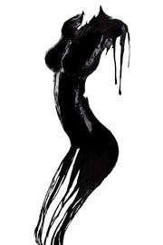 ''Dripping Noir Silhouette'' Hand-painted Wrapped Canvas