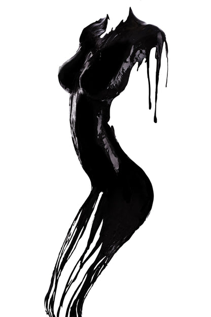 ''Dripping Noir Silhouette'' Hand-painted Wrapped Canvas