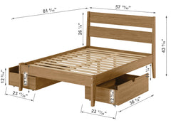 Low Board Platform Bed with Dual Underbed Drawers