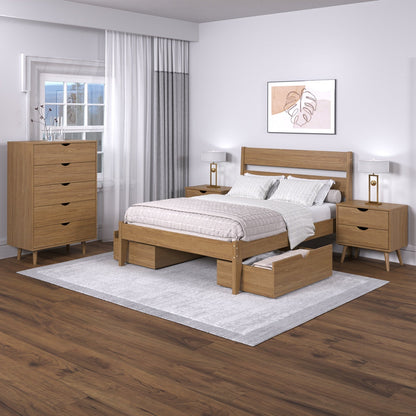 Low Board Platform Bed with Dual Underbed Drawers