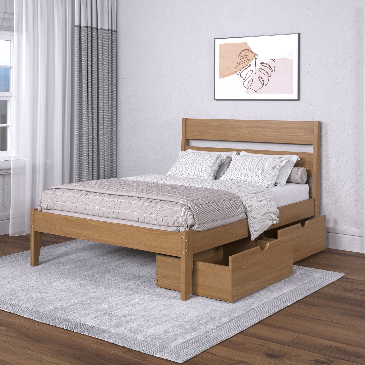 Low Board Platform Bed with Dual Underbed Drawers