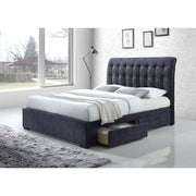 Cama tapizada Drorit con almacenamiento