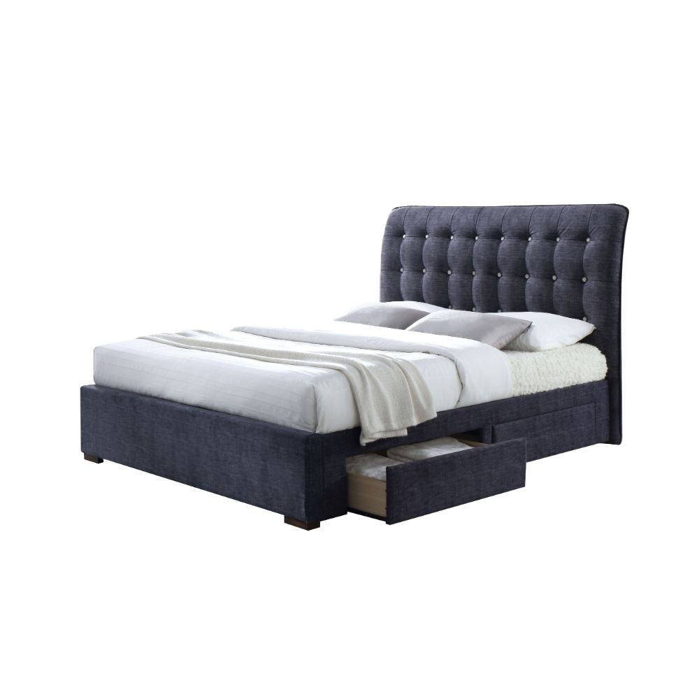 Cama tapizada Drorit con almacenamiento