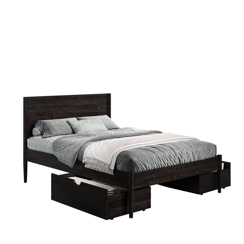 Mid Center Platform Bed with Dual Underbed Drawers