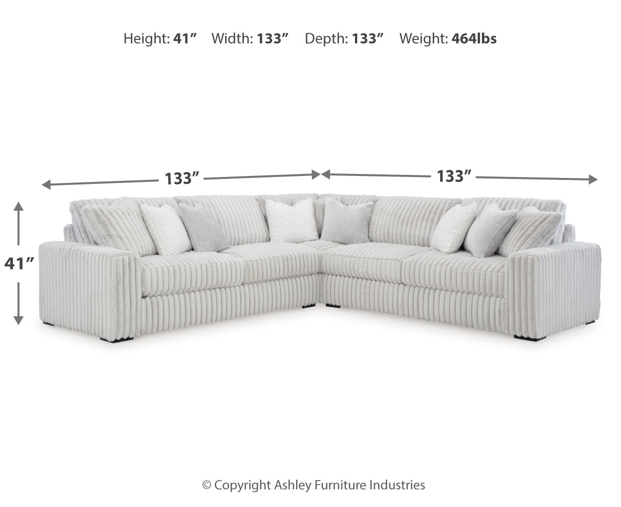 Stupendous 3-Piece Sectional Sofa w/ Wedge