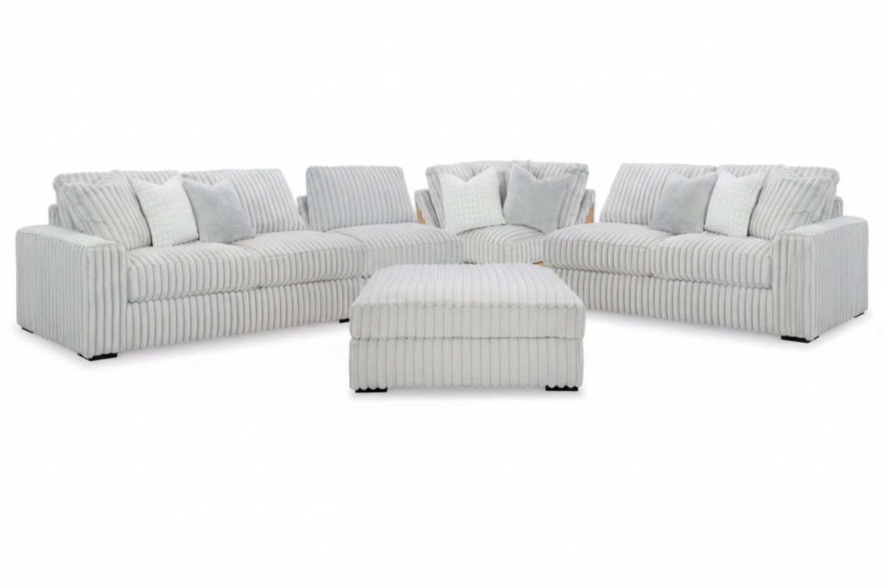 Stupendous 4PC Sectional & Oversized Ottoman Set