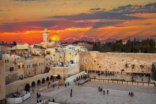 ''Jerusalem Wailing Wall Sunset'' Tempered Glass