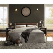 Brancaster Upholstered Top Grain Leather Queen Bed with Storage Headboard