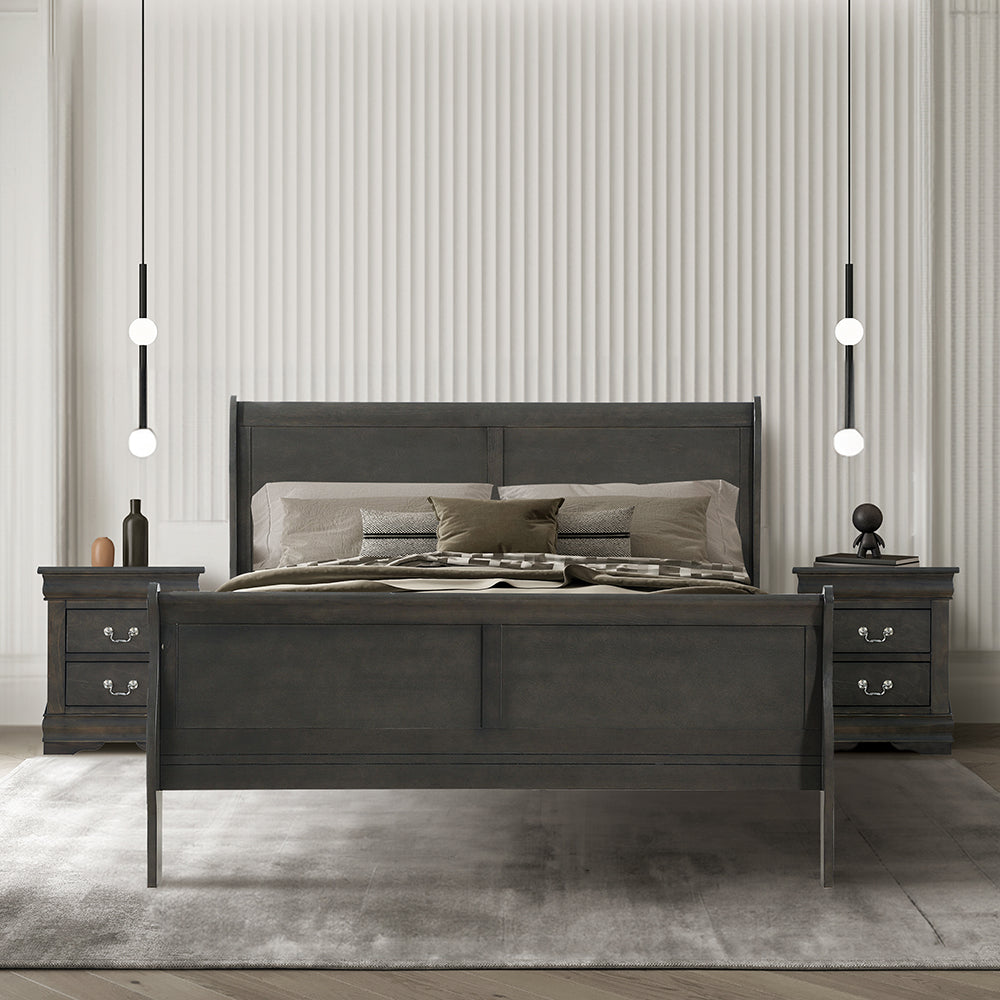Louis Philippe Eastern King Bed - Dark Gray