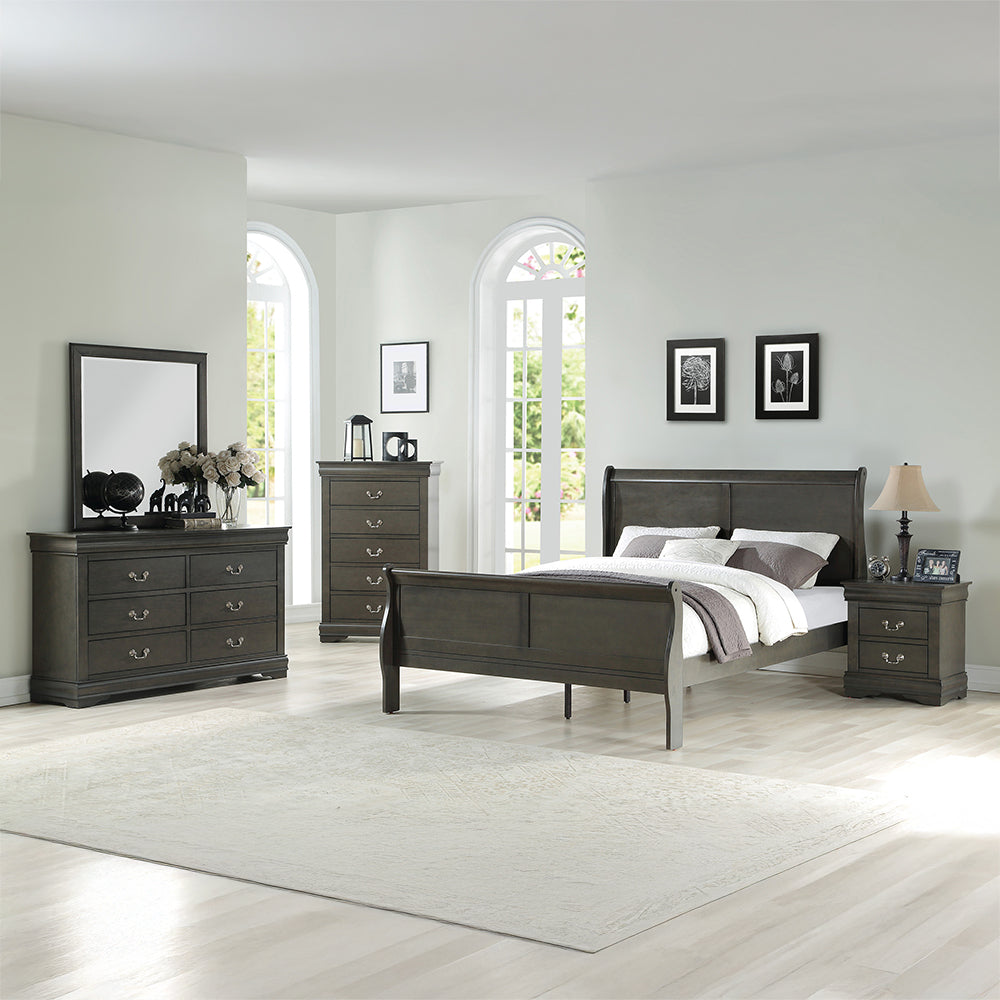 Louis Philippe Eastern King Bed - Dark Gray