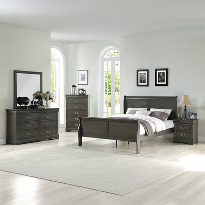 Louis Philippe Eastern King Bed - Dark Gray