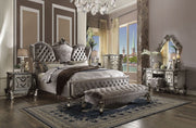 Versailles Queen Bed - Velvet & Antique Platinum