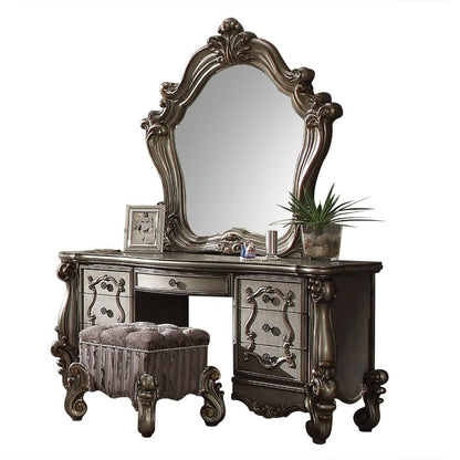 Versailles Vanity Stool - Fabric & Antique Platinum