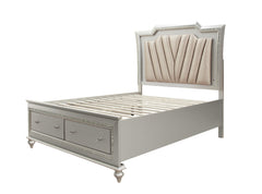 Kaitlyn Eastern King Bed W/Led & Storage - Leatherette & Champagne