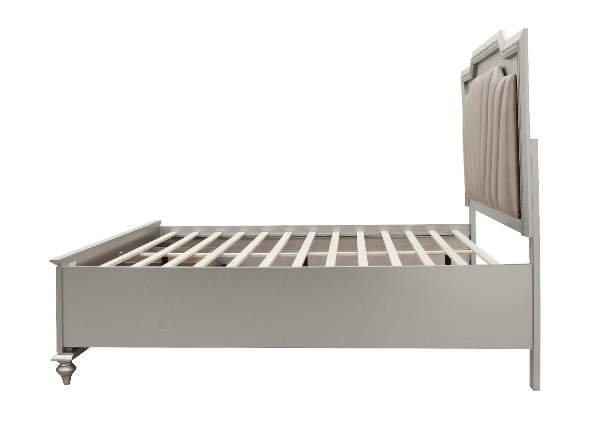 Kaitlyn Eastern King Bed W/Led & Storage - Leatherette & Champagne
