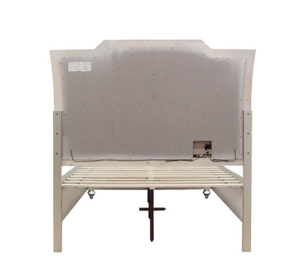 Kaitlyn Eastern King Bed W/Led & Storage - Leatherette & Champagne