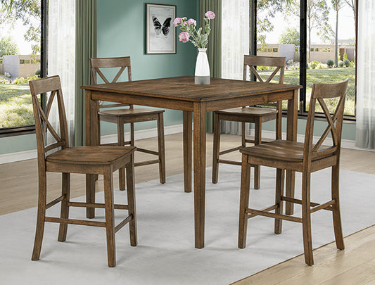 Theodore 5Pk Counter Height Set Brown
