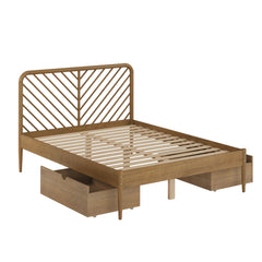 Diagonal Round Platform Bed with Dual Underbed Drawers