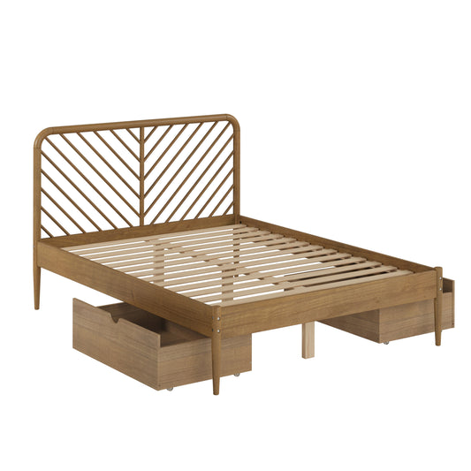 Diagonal Round Platform Bed with Dual Underbed Drawers