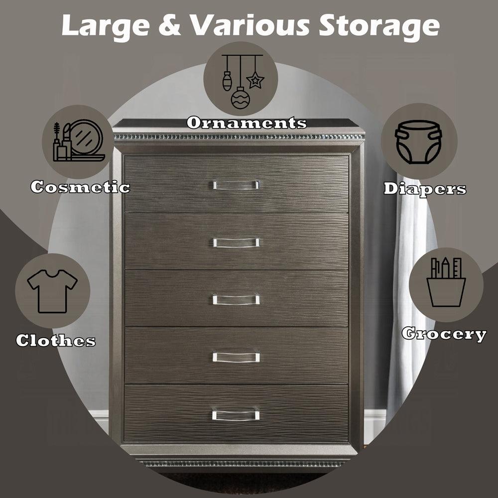 Sadie 5-Drawer Chest – Glamorous Storage, Timeless Appeal