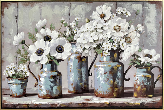 Rustic Blossoms Study Hand-Embellished Canvas in Frame