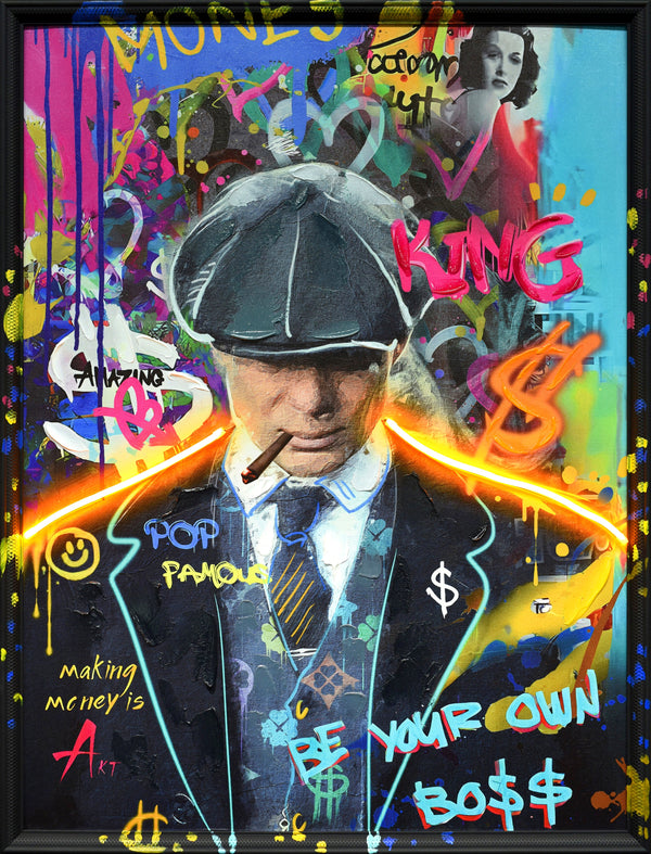 ''Urban Neon Portrait'' Hand-painted LED in Frame