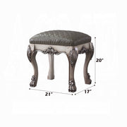 Dresden Upholstered Vanity Stool – Romantic Elegance in Vintage Bone White