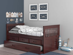 Rake Mission Bed with 3 Underbed Drawers & Trundle