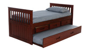 Rake Mission Bed with 3 Underbed Drawers & Trundle