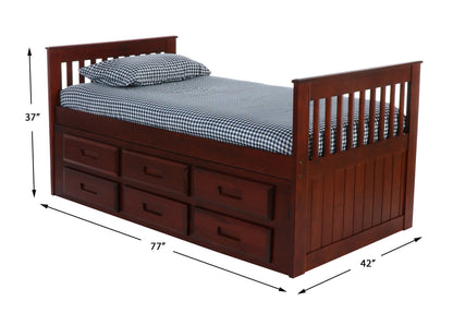 MISSION RAKE BED WITH 6 DRAWER UNDER BED STORAGE IN FINISH